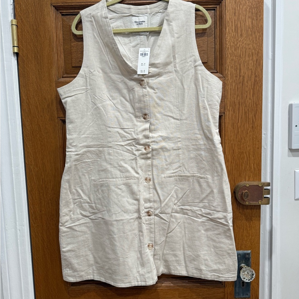 Abercrombie & Fitch Mara Linen Blend Vest Mini Dress XL Tall NWT - Picture 4 of 6